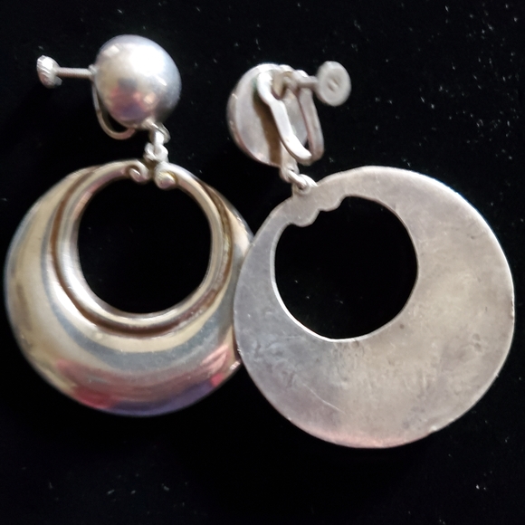 Early Los Castillos Sterling Double Sphere and Crescent Brooch and Earring Set - Picture 9 of 11